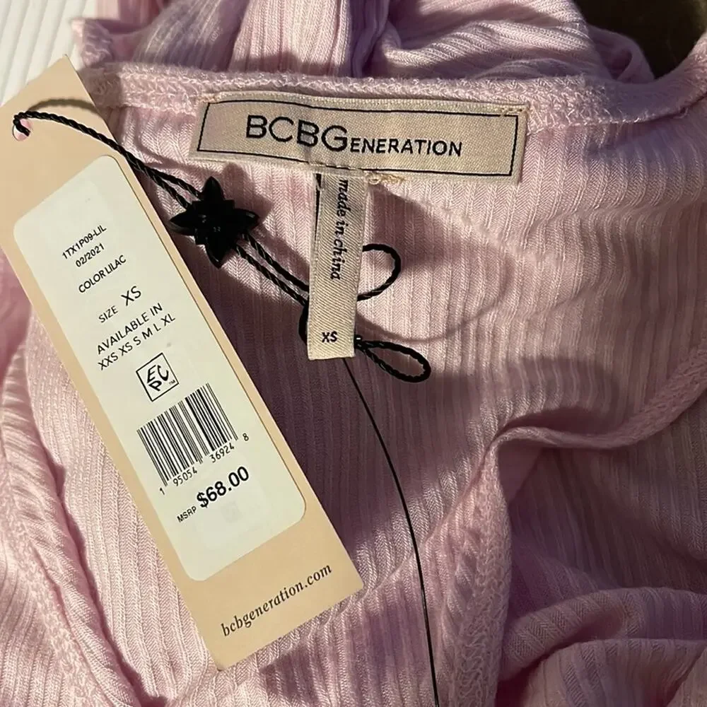 BCBGeneration Surplice Wrap Tie Knit Bodysuit in Lilac NWT SIZE XS - Picture 10 of 11